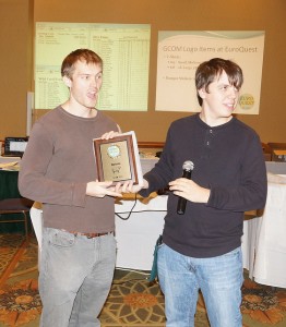 Eric Wrobel accepts the first place plaque