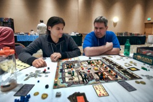 Troyes was another new Wild Card game this year. Chris Moffa (left and Jim Vroom try to figure the game out. 