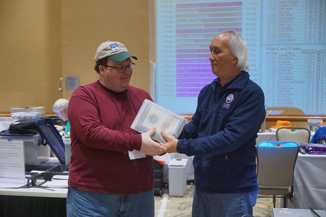 Randy Buehler accepts the 1st place plaque from GM Eugene Yee
